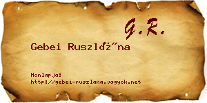 Gebei Ruszlána névjegykártya